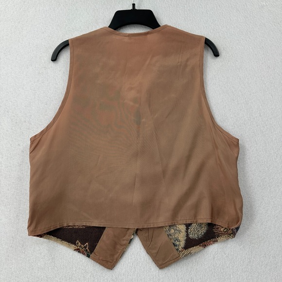 Vintage Mirrors 90s Cat Kitty Tapestry‎ Lined Vest Womens XL Teacher - Picture 2 of 6